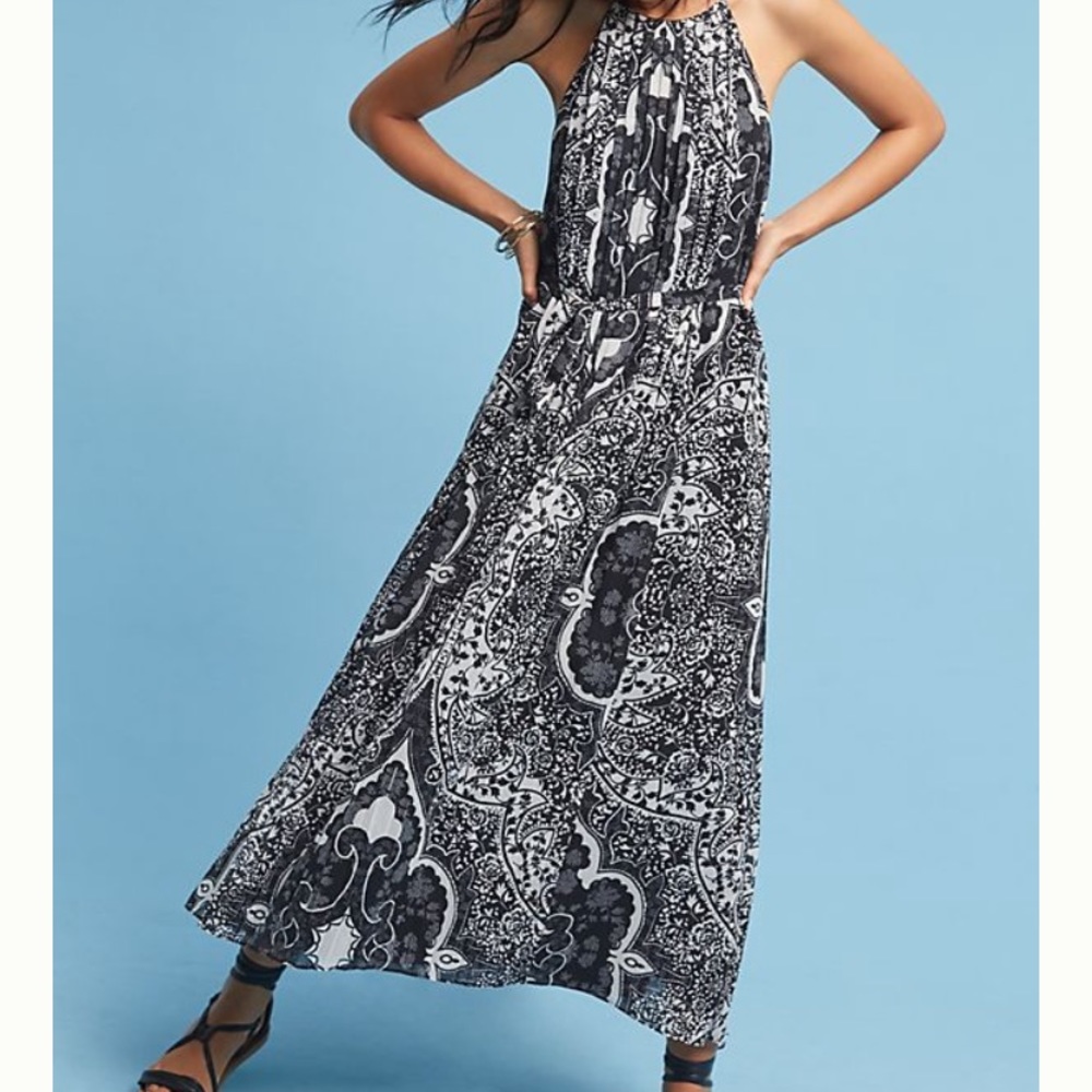 Anthropologie Donna Morgan Noir Halter Dress